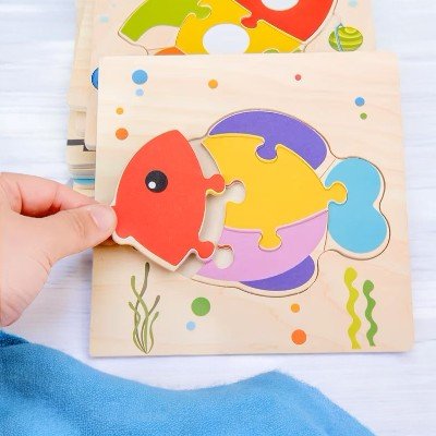 Puzzle en Bois - PuzzlePals™ - Poisson - Doudou et Fripouille