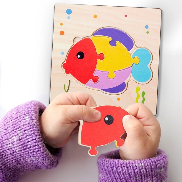 Puzzle en Bois - PuzzlePals™ - Poisson - Doudou et Fripouille